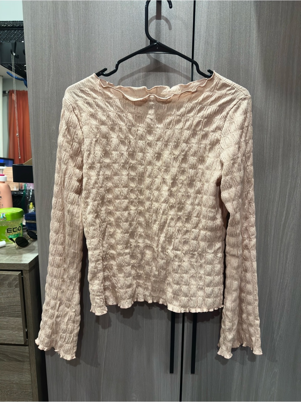 Pink ruched long sleep top